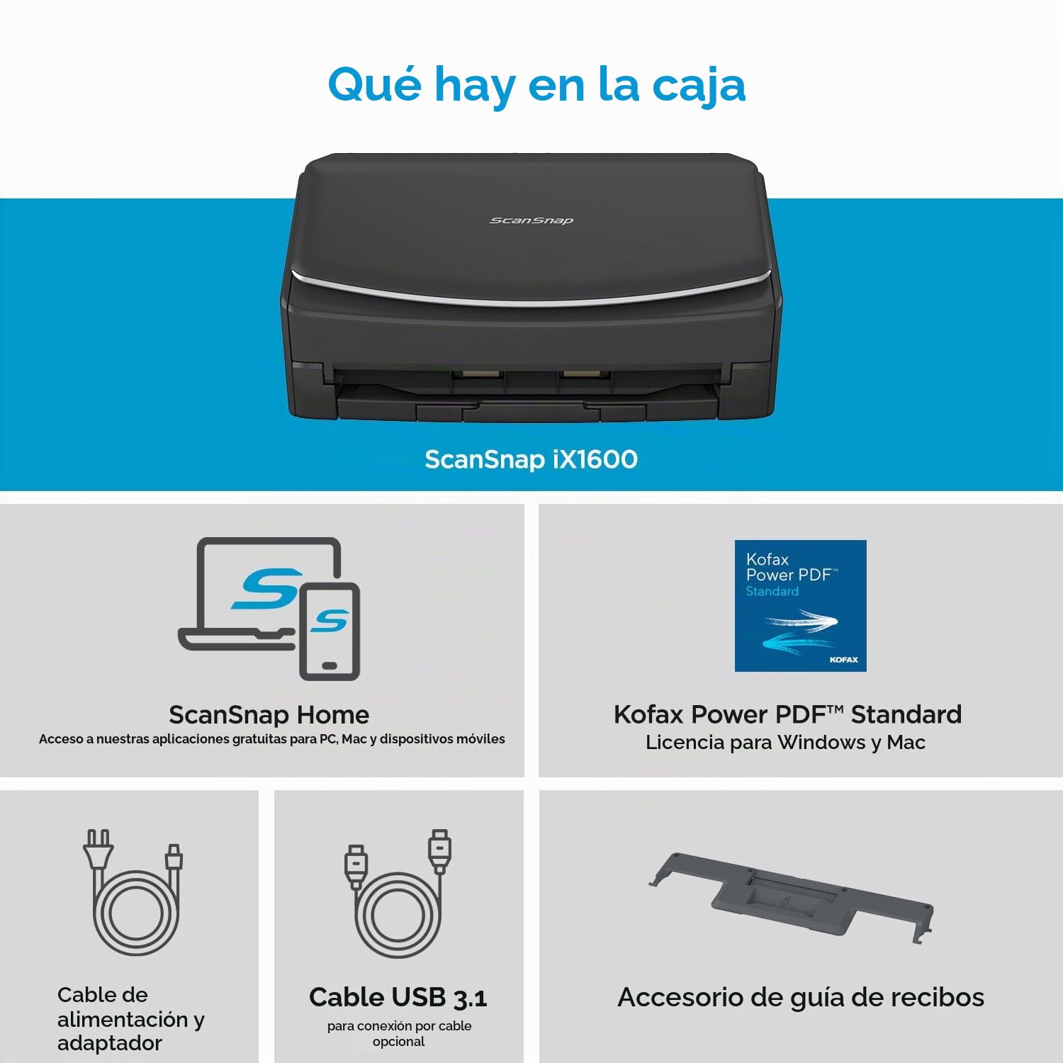 Amazon.com: ScanSnap iX1600 Escáner de Documentos, Fotos y Recibos