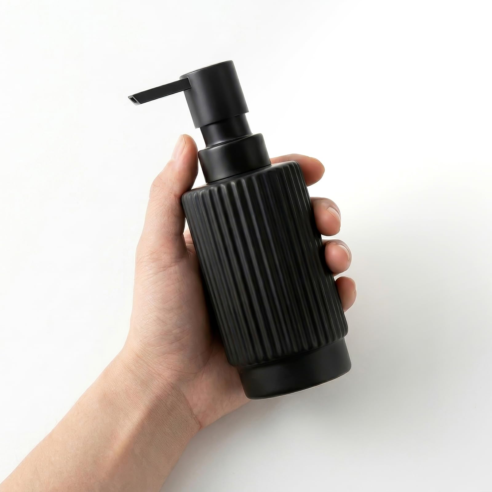 VIMERPA Dispensador de jabón acanalado negro, 1 paquete