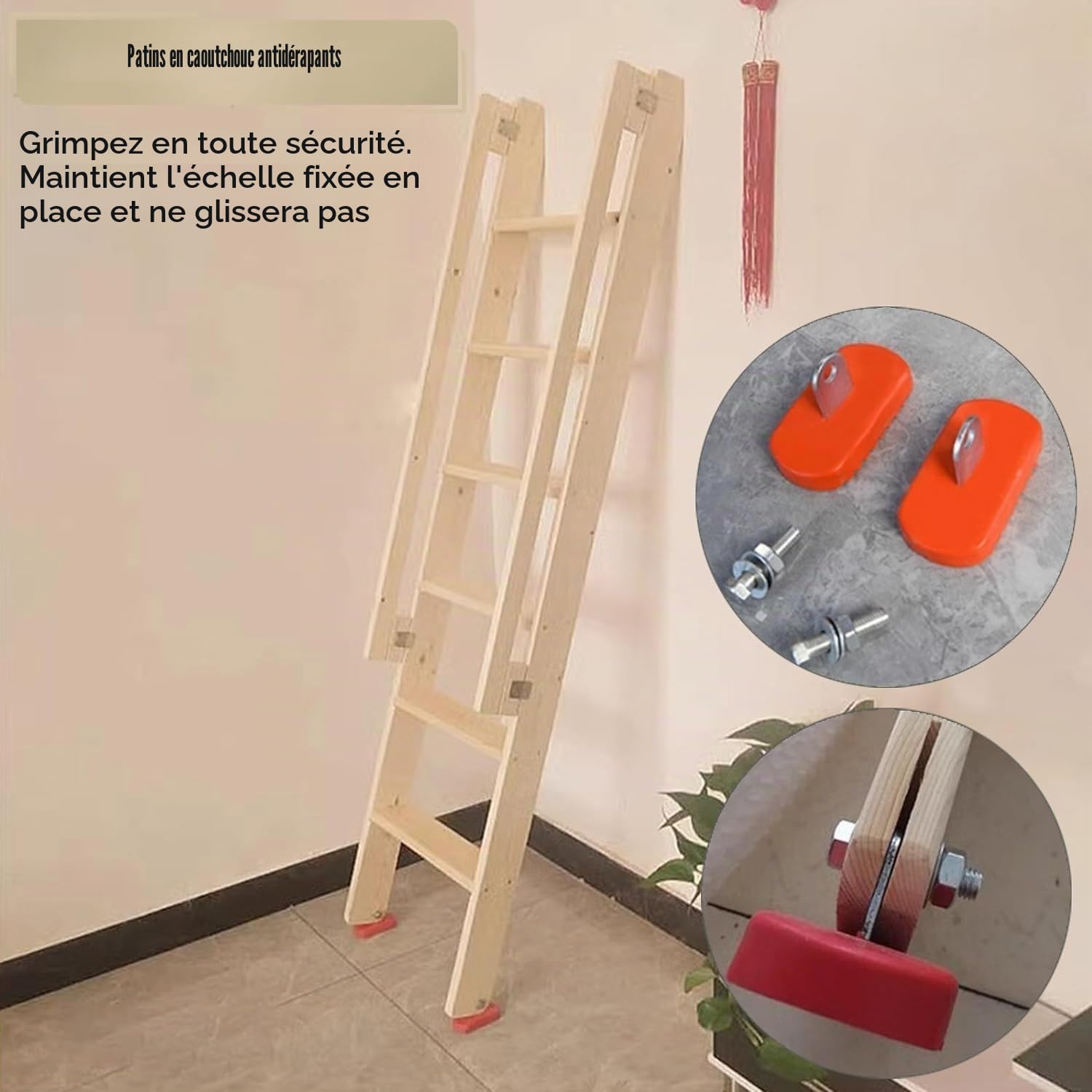 Échelle de sécurité avec poignées et crochets pour lits superposés, personnes âgées et enfants