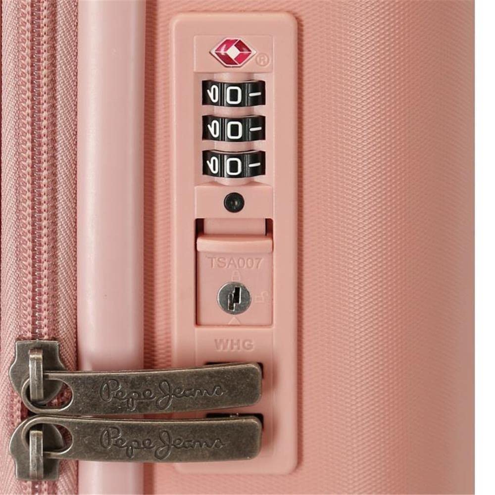 Pepe Jeans Carina Juego de maletas Rígida, Rosa, 4 Ruedas dobles
