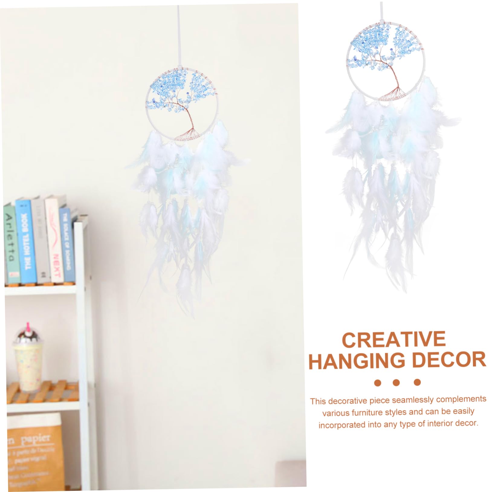 Cabilock 2 Piezas Atrapa Sueños Colgante de con y Cristales Decoración Artesanal para Ventanas y Paredes para Dormitorios y