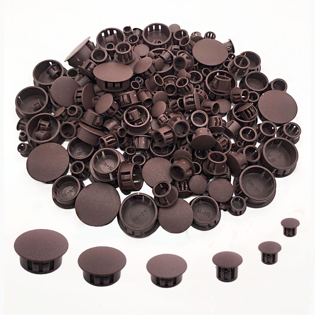 Golderaccess 240Pcs 6 Sizes Plastic Hole Plugs,Plastic Plugs for Round Hole Screw Hole Plugs Flush Type Panel Snap in Locking Hole Tubes for Furniture