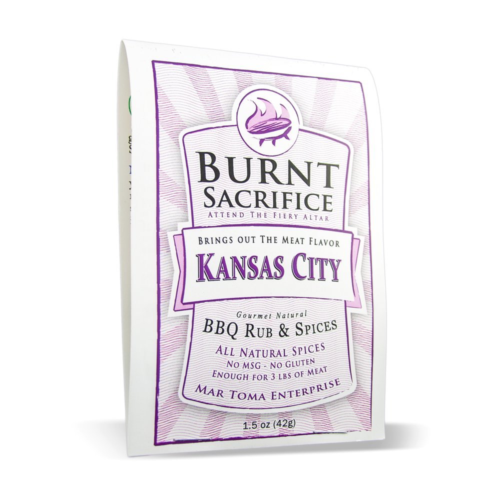 Burnt SacrificeKansas City Style Gourmet BBQ Spice Dry Rub Seasonings (3 x 1.5 Ounce Packets) Beef Steak Roast Brisket Tri Tip Ribs Chicken Lamb Turkey Wings Vegetable