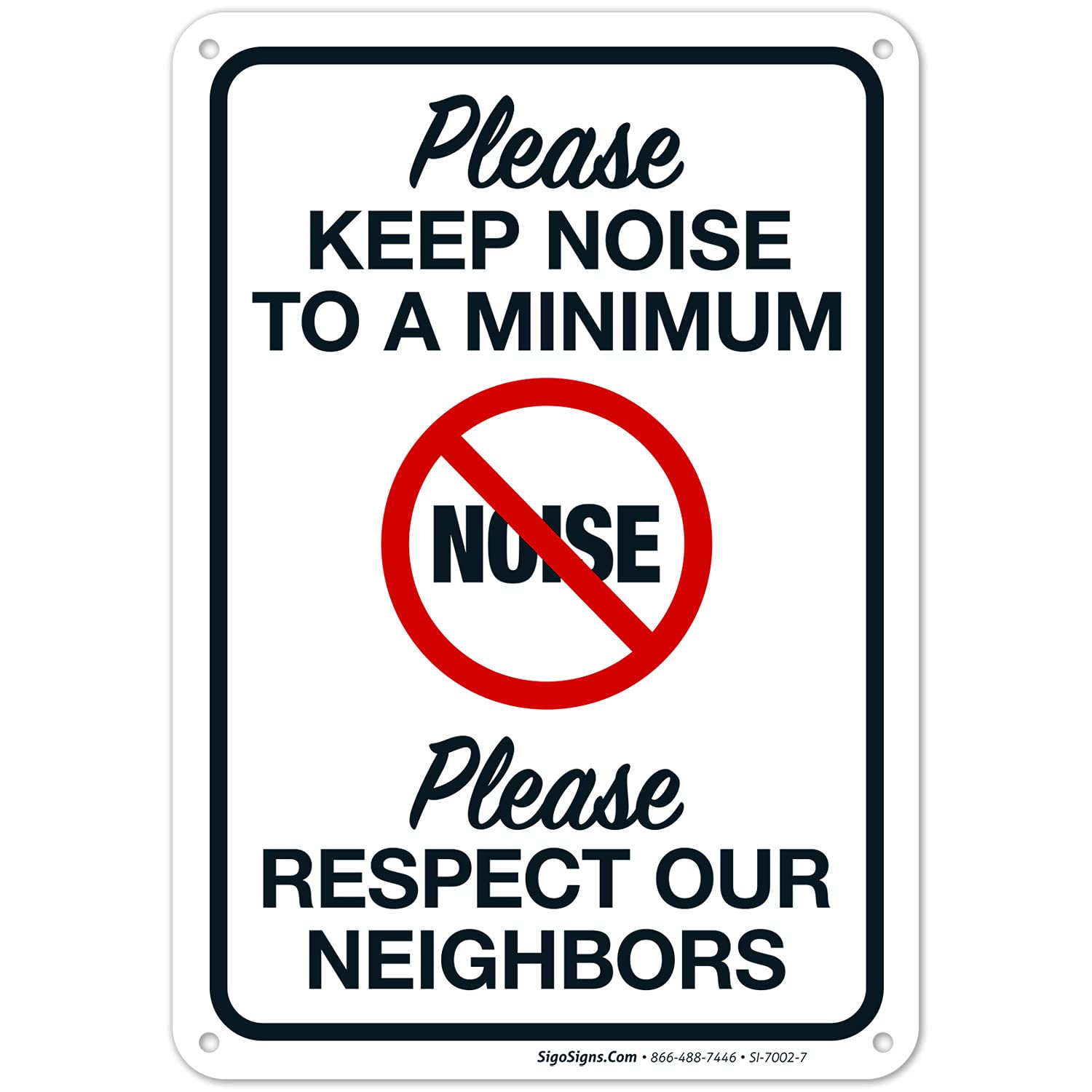 Keep Noise to A Minimum Sign, 10x7 Inches, Rust Free .040 Aluminum, Fade Resistant, Made in USA