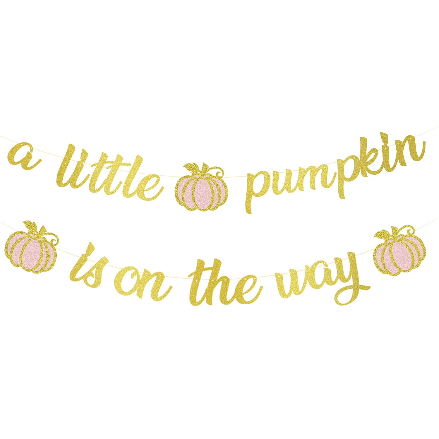 Kürbis-Babyparty-Dekoration – Banner „A Little Pumpkin Is On The Way“ Mit Glitzer, Orange, Ca. 15,2 Cm/Buchstabe