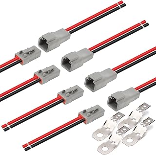 DTP 2ピン 12 AWG ケーブルコネクタ 自動車 防水 電線 オス メス プラグ 配線ハーネス 車 トラック ボート LED 作業灯 (4組)