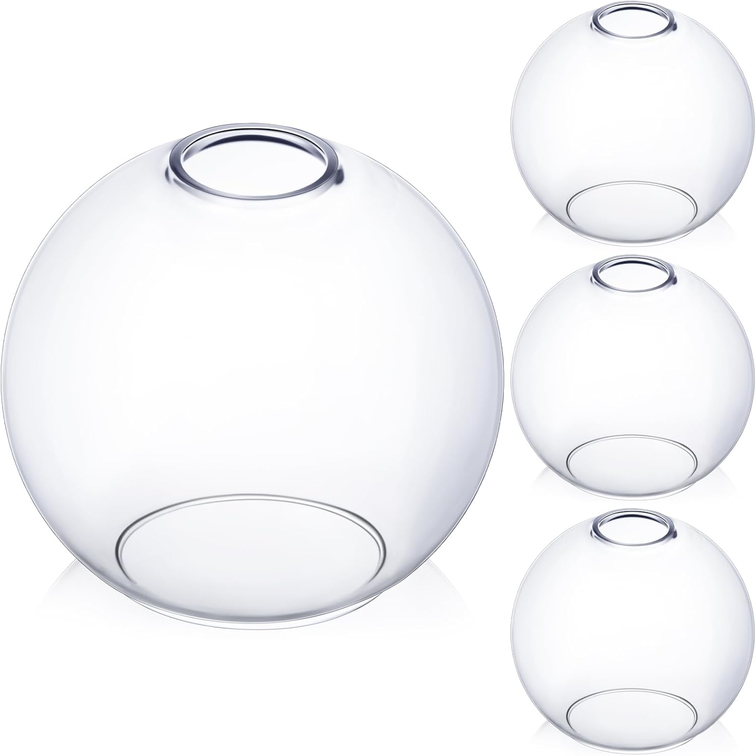 4 Pack Fixture Replacement Globe Shade 8 Inch Diameter E26 Base 1-5/8 Inch Fitter Round Glass Globe Lampshade Cover for Pendant Wall Sconce Chandelier Vanity Light (Clear) 4 Clear