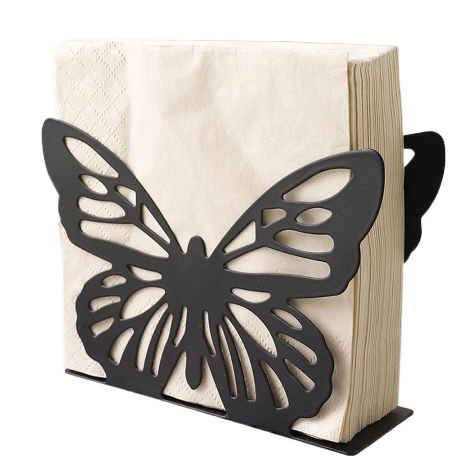 Napkin Holder Butterfly Napkin Holder Hollow Metal Freestanding Tissue Dispenser For Farmhouse Cafe Restaurant Kitchen Home(Black)