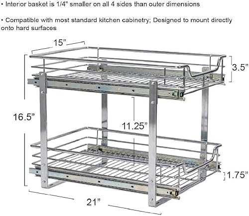 Vista 67 de Household Essentials Glidez - Organizador multiusos de acero cromado extraíble y deslizante para utensilios de cocina y utensilios para hornear