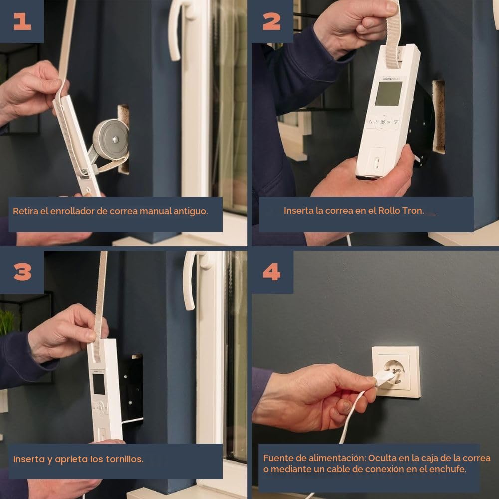 HOMEPILOT - Enrollador cinta RolloTron Premium mini | Motor eléctrico con pantalla para control cómodo persianas. Accesorio Smart Home - ¡adaptable instalación posterior! Capacidad carga: 45 kg