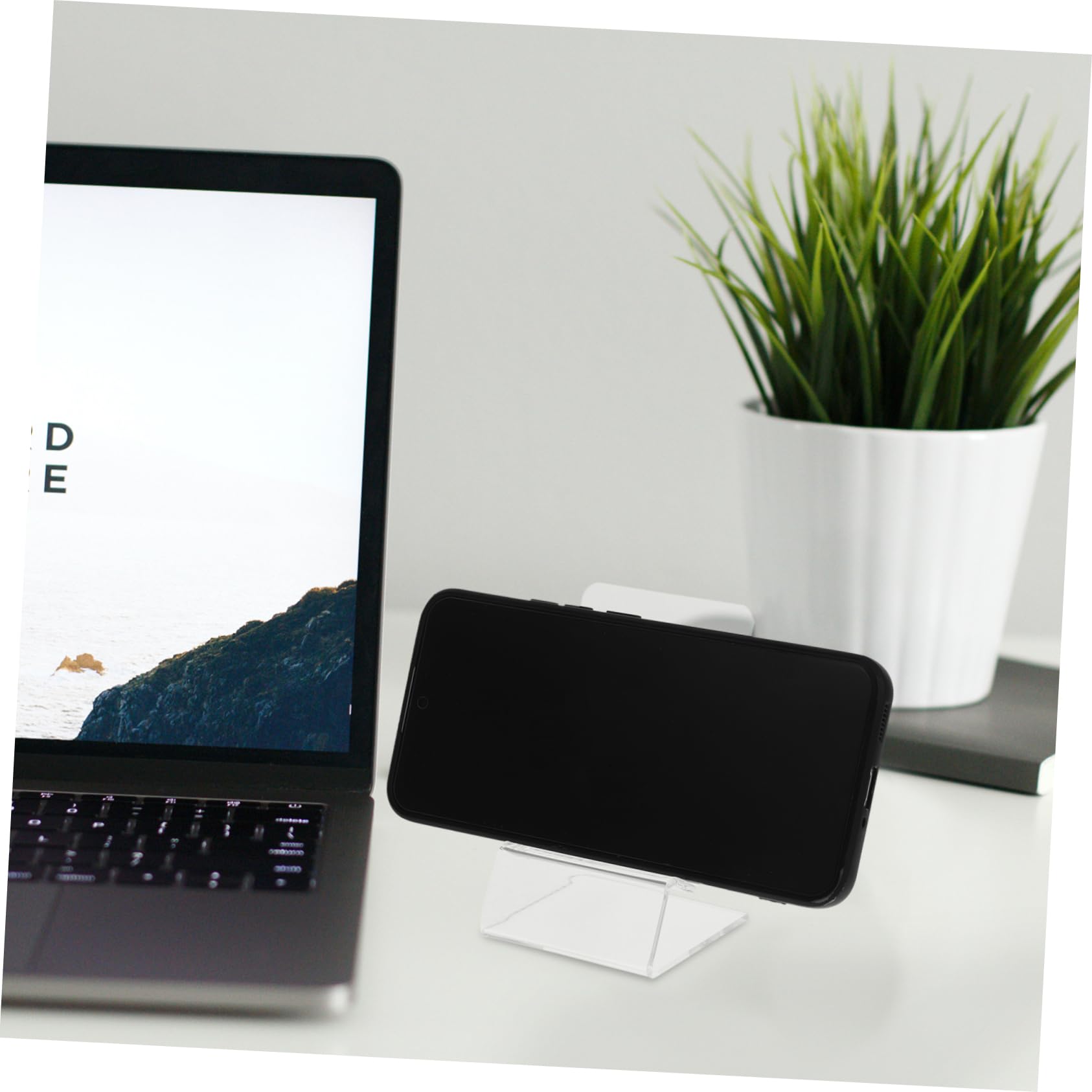 Homoyoyo Supporti per Telefono in Acrilico da Scrivania, Set da 10 Pezzi, Base per Cellulare da Ufficio, Accessori da Lavoro Trasparenti per Esposizione e Ricarica Display