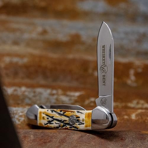 Miniatura 9 de WHISKEY BENT HAT CO Cuchillo de bolsillo plegable tradicional de canoa de 363 pulgadas longitud cerrada cuchillas de acero inoxidable 440C