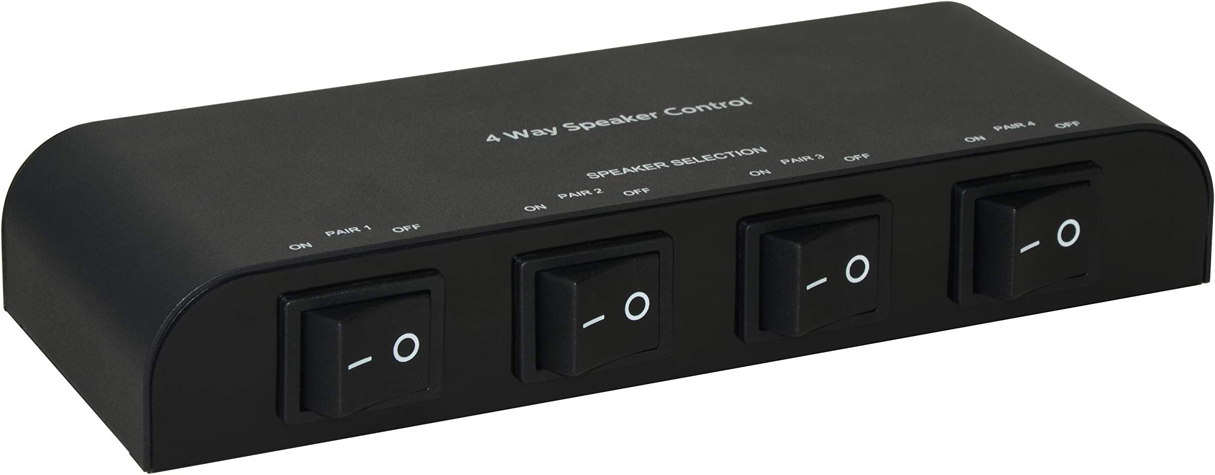 61051 2 or 4 Way Speaker Switch, 1 in 2 Out or 1 in 4 Out Way Pair Stereo Speaker Selector W/Screw Type Connections Metal Non-Slip Box - Black (1 x 4 Way)
