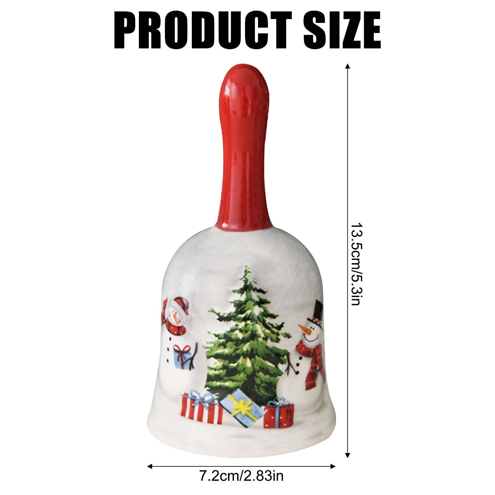 Hand Glocke, 13.5cm Keramikmaterial Weihnachten Tischglocke Porzellanglocke, Tischglocke mit Weihnachten Inspirierte Muster für Abendessen am Empfang, Hotelservice, Meditationsgebet