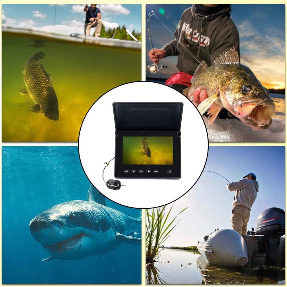 LUCKY Caméra de Pêche sous-Marine DVR détecteur de Poisson sous Marin Infrarouge LED caméra de pêche Portable Moniteur LCD pour Kayak Bateau Détecteurs de Poissons et Profondeur