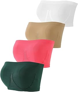 4 Pieces Sports Bras For Women Plus Size Strapless Bra Bandeau Padded Top Stretchy Yoga Fitness Bra Lace Bandeau Tube