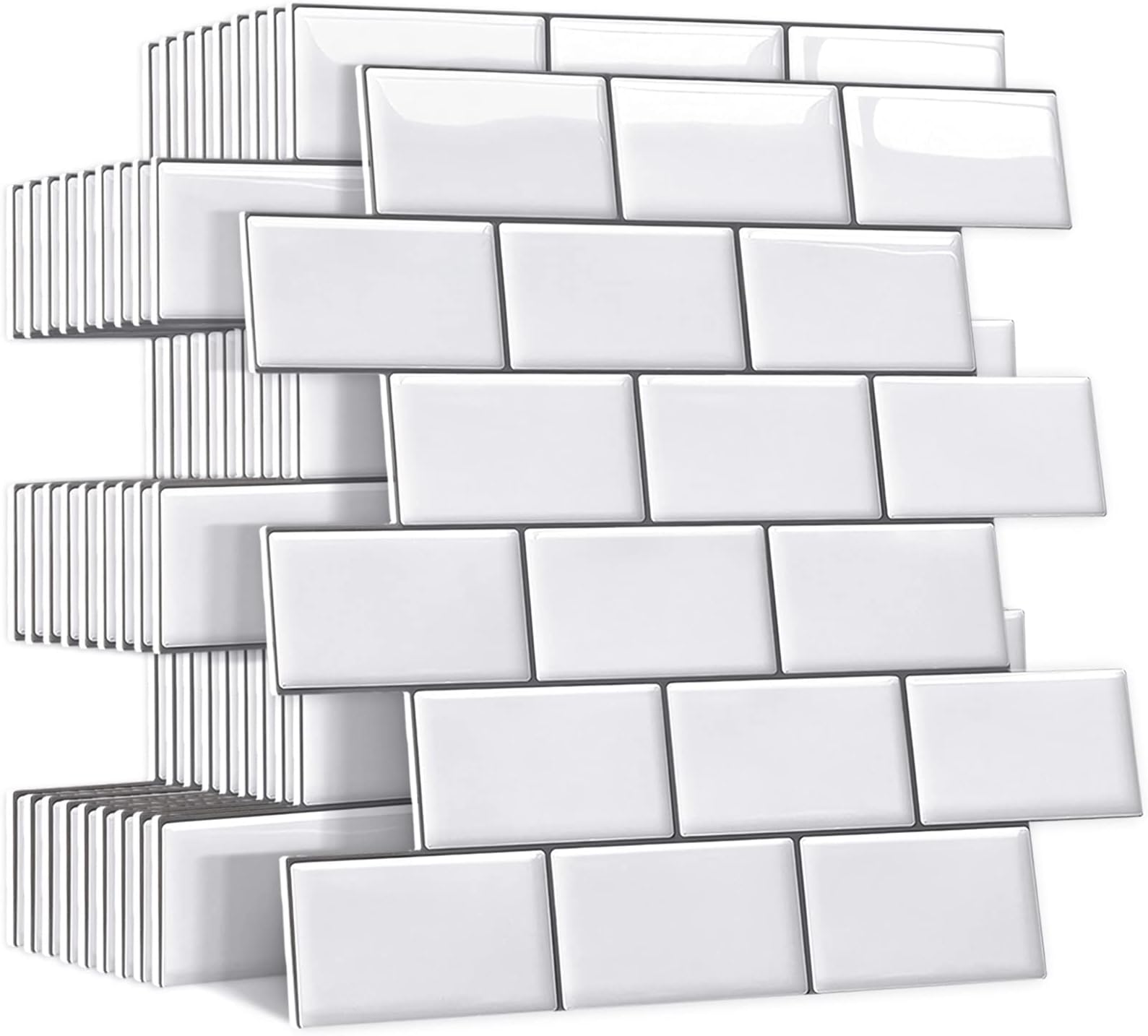 VAOVI 3D Stick on Tiles Kitchen,Self Adhesive Metal Wall Tile Stickers Bathroom Backsplash