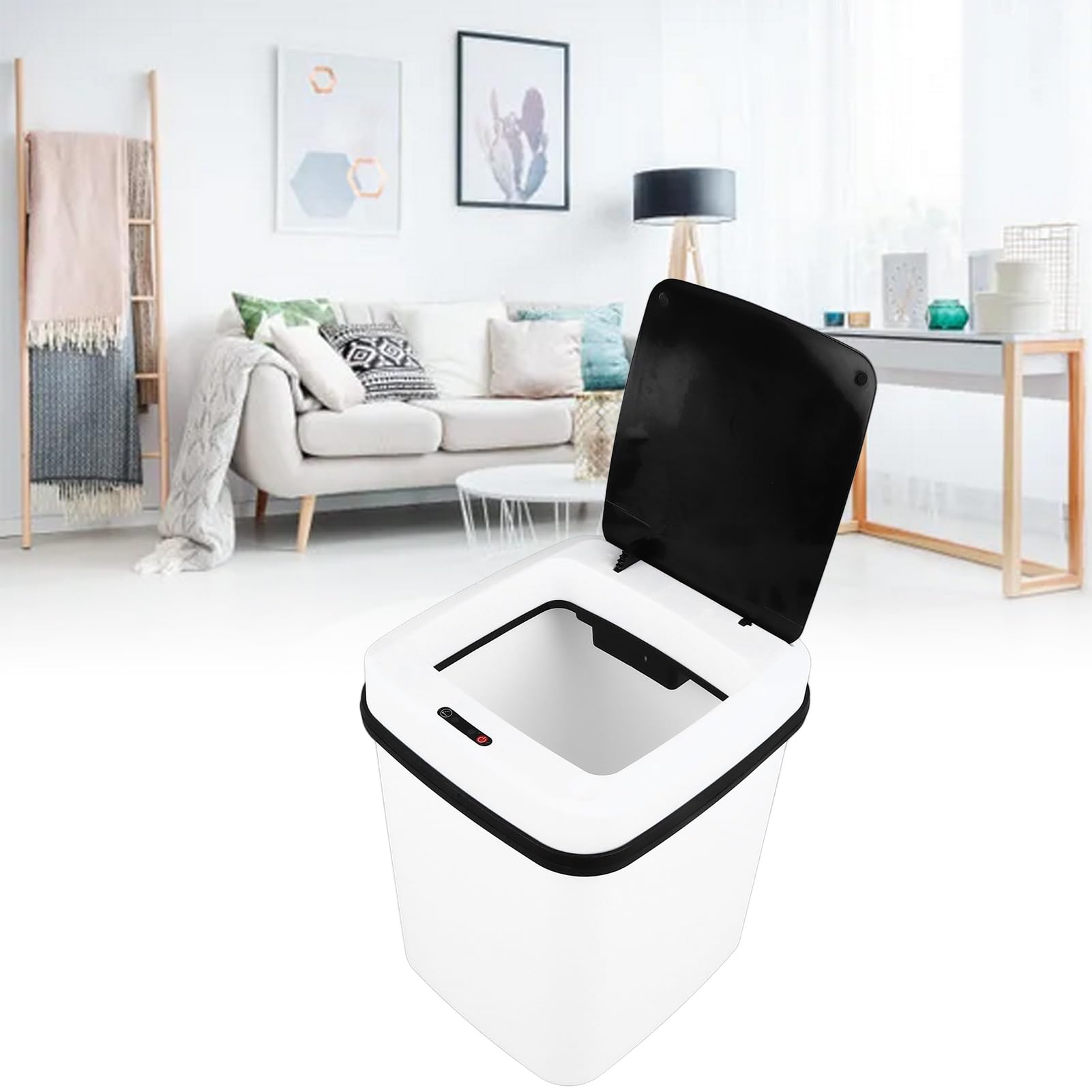 Jeanoko Bote de Basura Automático, Bote de Basura Inteligente, Gran Capacidad, Luz LED, Sensor de Movimiento Automático, Bote de Basura con Botón para Uso Doméstico