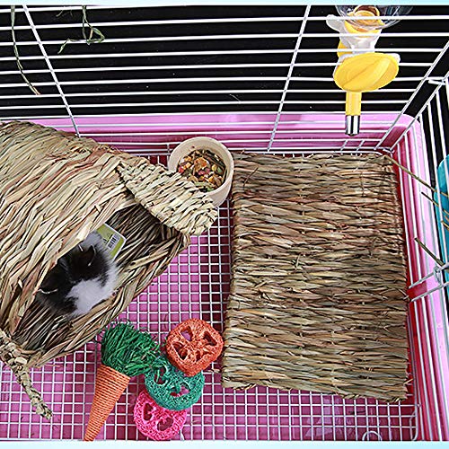 inherited 2 stuks 28 x 20 cm kleine dieren grasmat, grasmat gras, natuurlijk handgeweven grasmat veilig en eetbaar voor… - Image 6