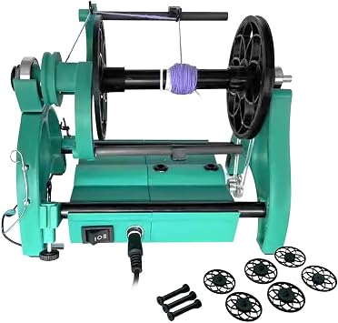 12V Electric Household Mini Spinning Wheel,Wool Spinning Fibre Spinning Wheel Adjustable Speed Wool Yarn Winding Machine,800rpm Maximum Speed,4 Ounce Capacity with Forward & Reverse,Green