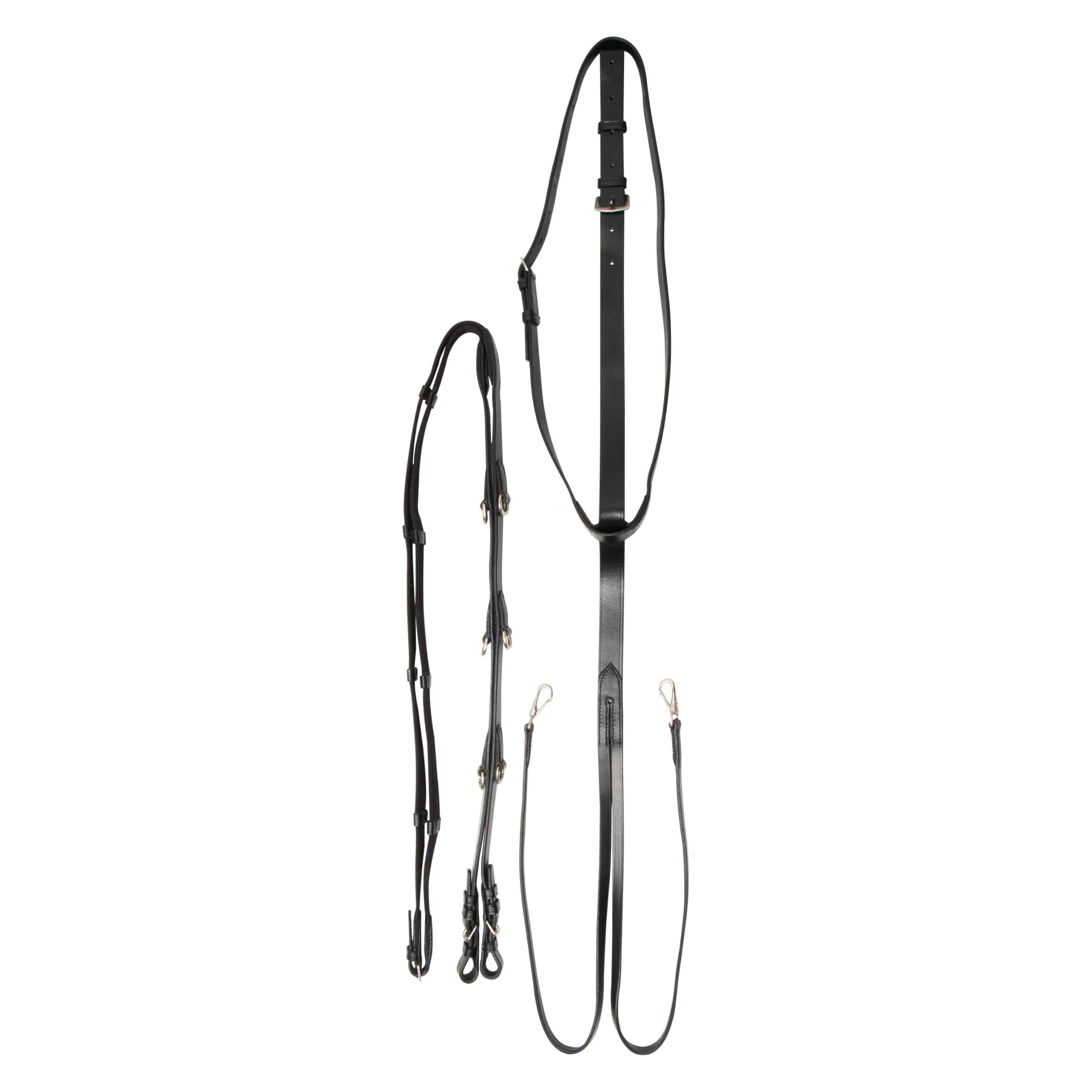 Imperial Riding Thiedemann IRH Core Adjustable Training Reins with 3 D-Rings Black Pony