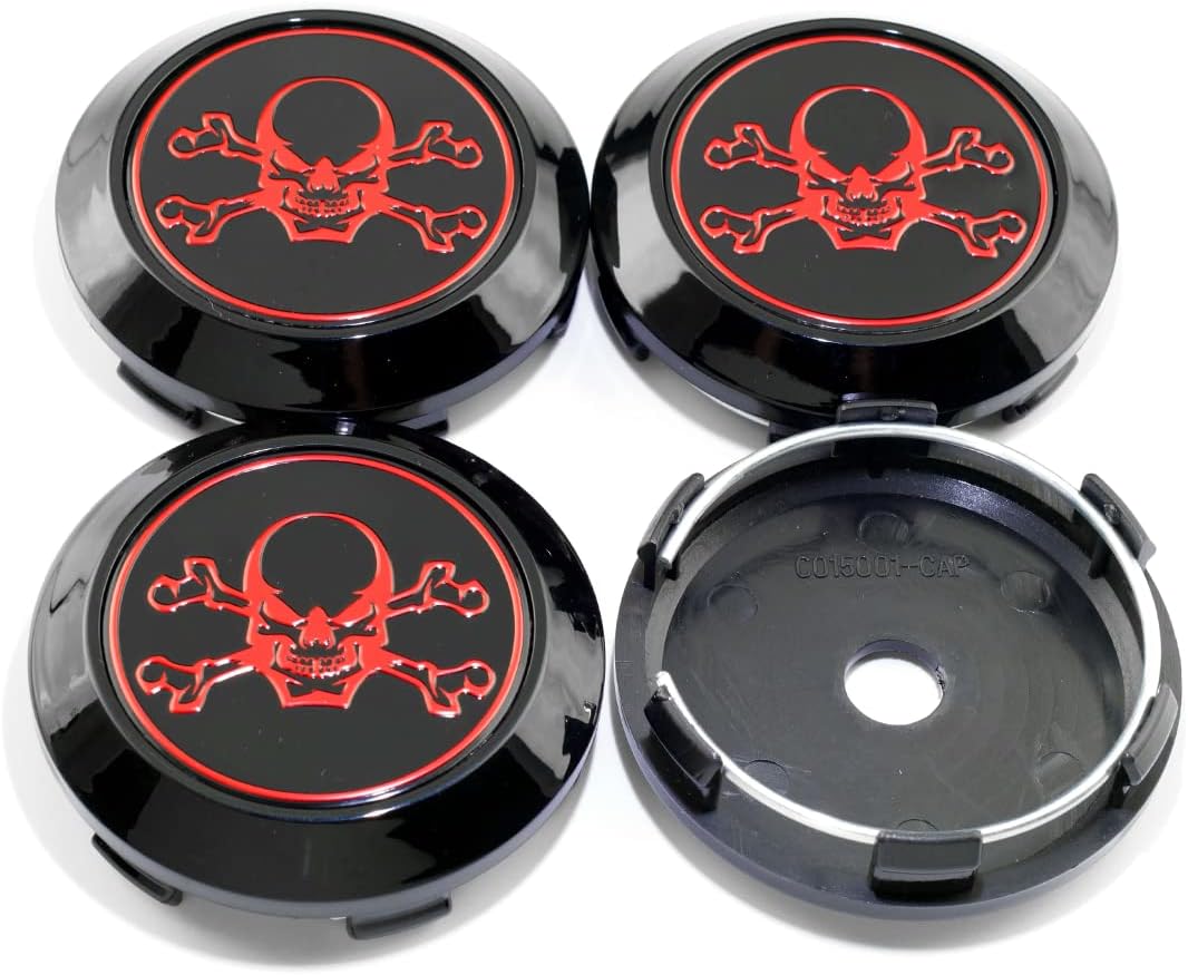 GTownWorks 68mm 2.68" Wheel Center Caps for Enkei RPF1 Wheel 44742-SHJ-A90 08W15-SLJ-0M00-A2 Center Hubcaps 4 Pack Black Skull Center Cover Replacement for Rim