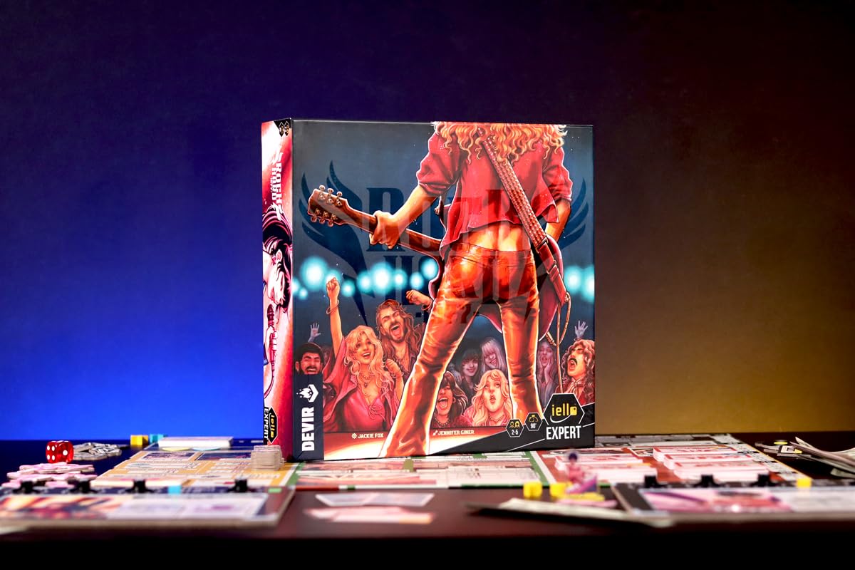 IELLO Expert Rock Hard 1977 – Version française – Jeu de Société Expert de Gestion & Stratégie – Carrière de Rock Star, Contrats, Concerts & Gloire | 2-5 Joueurs | 45-90 Min | Dès 14 Ans