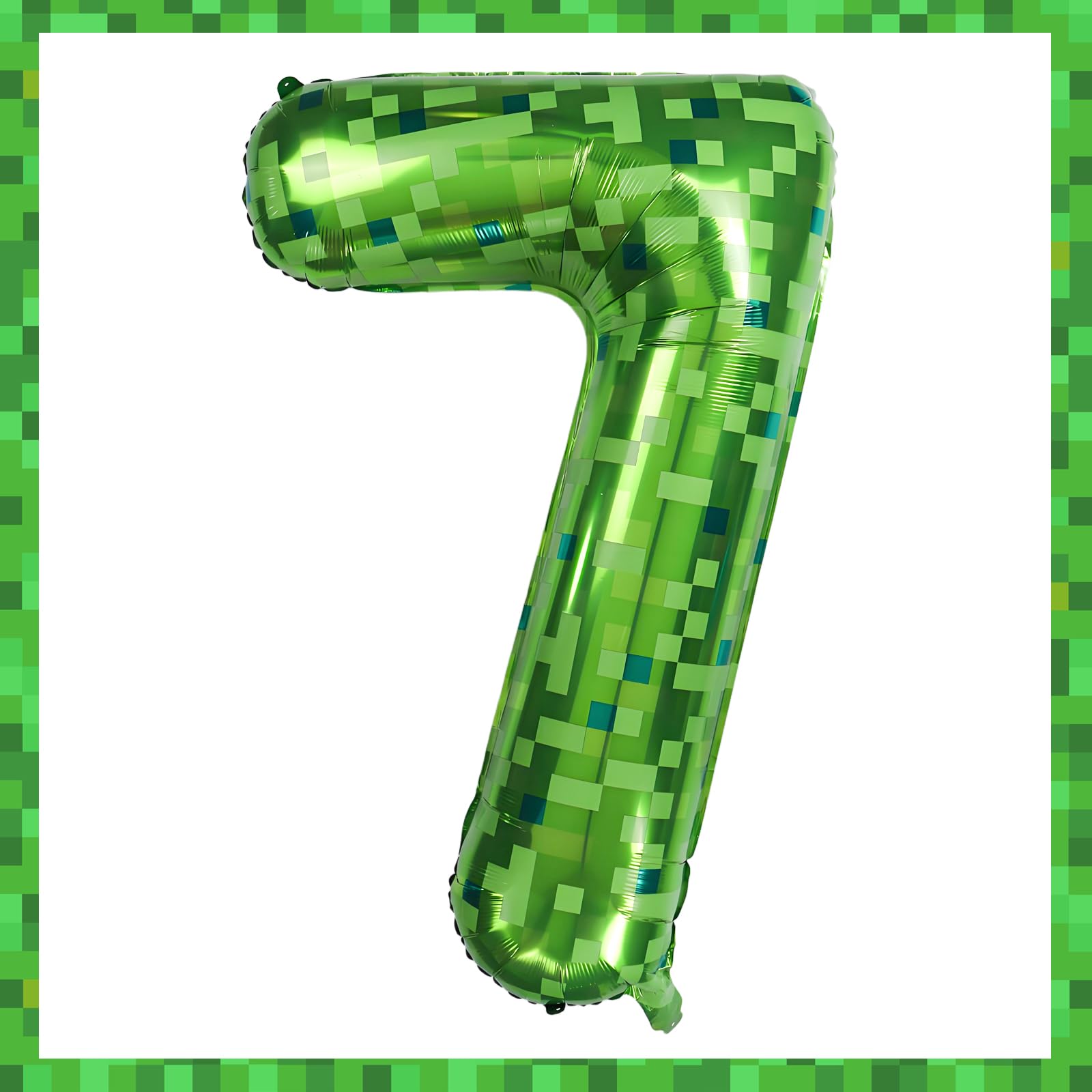 FJZEPIN 40 Inch Giant Green Pixel Miner Themed Number Foil Balloon, Mining Green Birthday Party Decorations 0-9 Optional Children's Anniversary