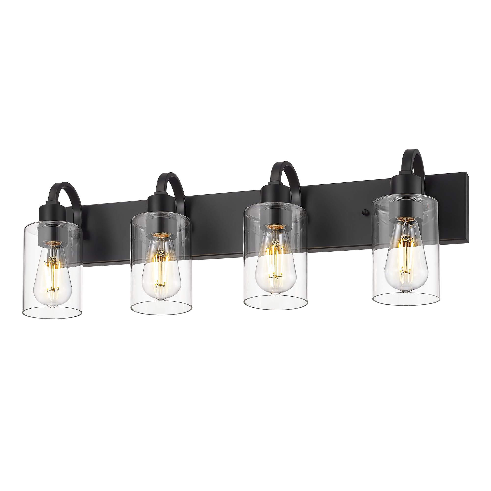 Emliviar Black Bathroom Vanity Light 4 Lights, Bath Lighting Over Mirror with Clear Glass Shade, YCE237B-4W BK