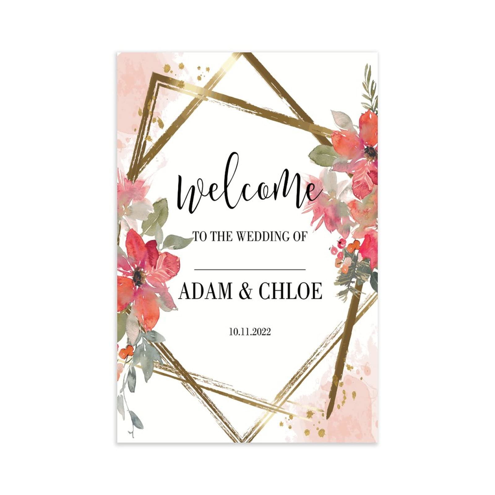Holzschild "Welcome to The Wedding of Sign", Hochzeitsschild mit Rosenmotiv, Hochzeitsschilder für Zeremonie, 76,2 x 50,8 cm