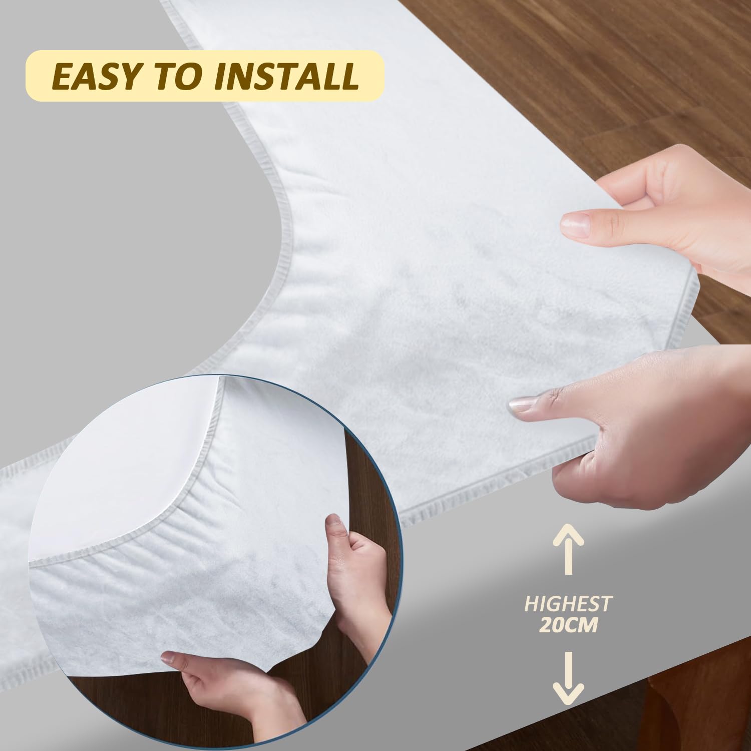 DUJUIKE Copriletto, Tessuto In Velluto, Sostituzione Della Gonna Del Letto, Proteggi la struttura del tuo letto. Adatto Per Camere Da Letto, Hotel(Bianco,Queen Bed Width:150-160cm)