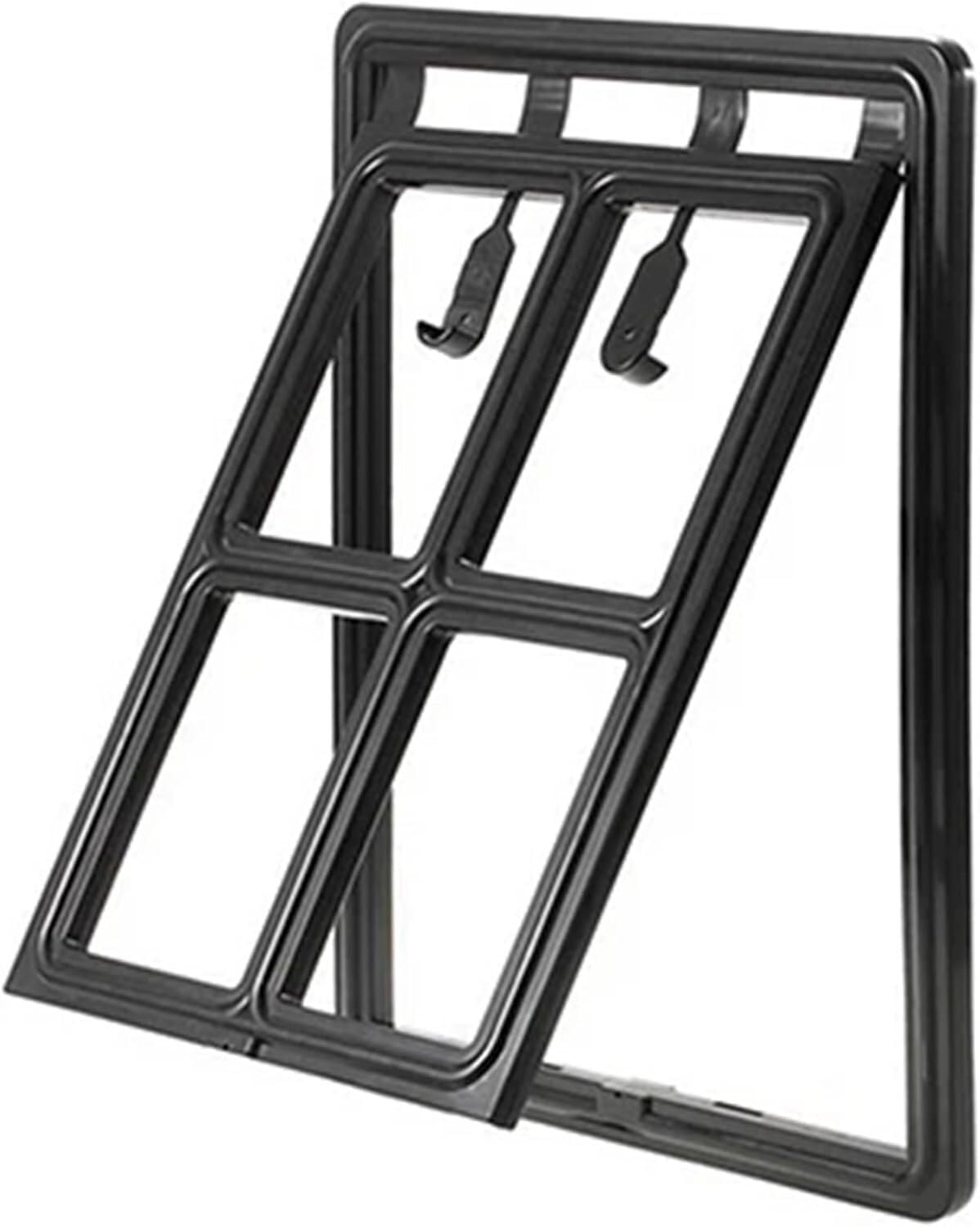 JvFbjLF Lockable Plastic Pet Doors (suitable For Fly Screens), Safety Flap Doors And Tunnels(Schwarz)