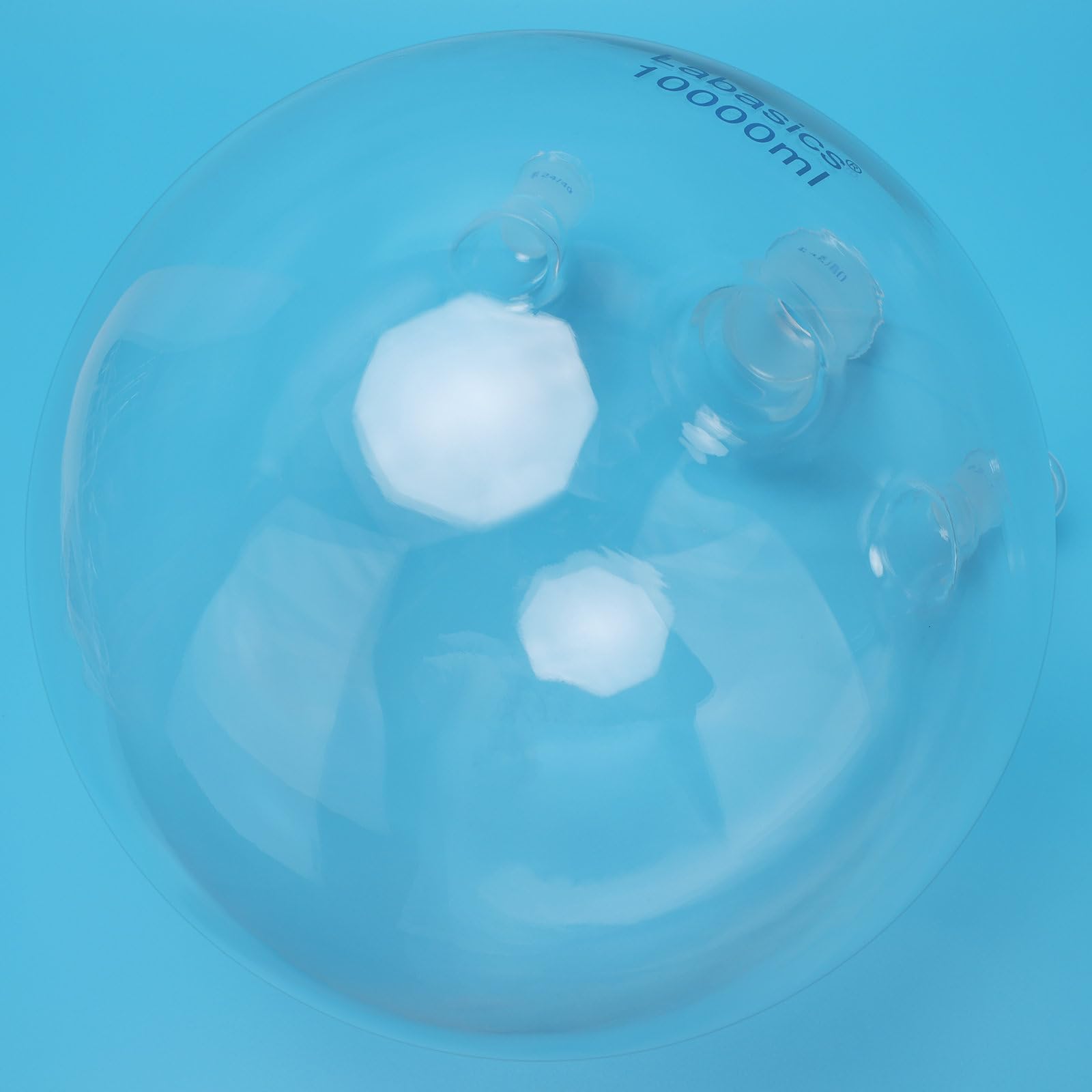 Labasics 3-Hals Rundboden-Siedekolben, 10000 ml Schwerwandiger Borosilikatglas Kolben mit 45/50 Mittel- und Zwei 24/40 Seiten-Schliffen für Mehrstufige Labor-Reaktionen und Erhitzen