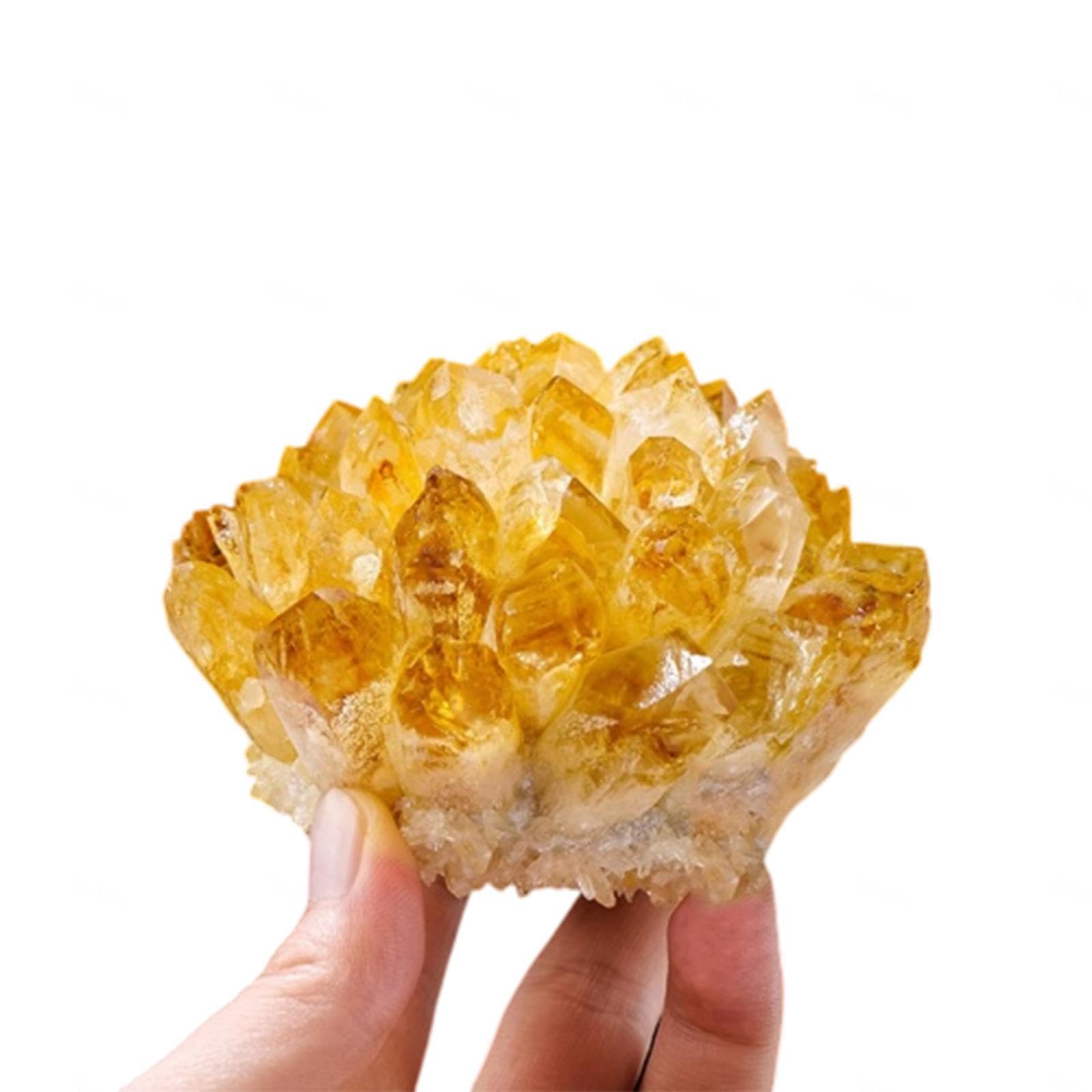 AUOQKQUT Citrine Cluster Quartz Crystal Cluster Crystal Gemstone Geode Crystals Rock Enery Decoration Ornaments, 400-500g
