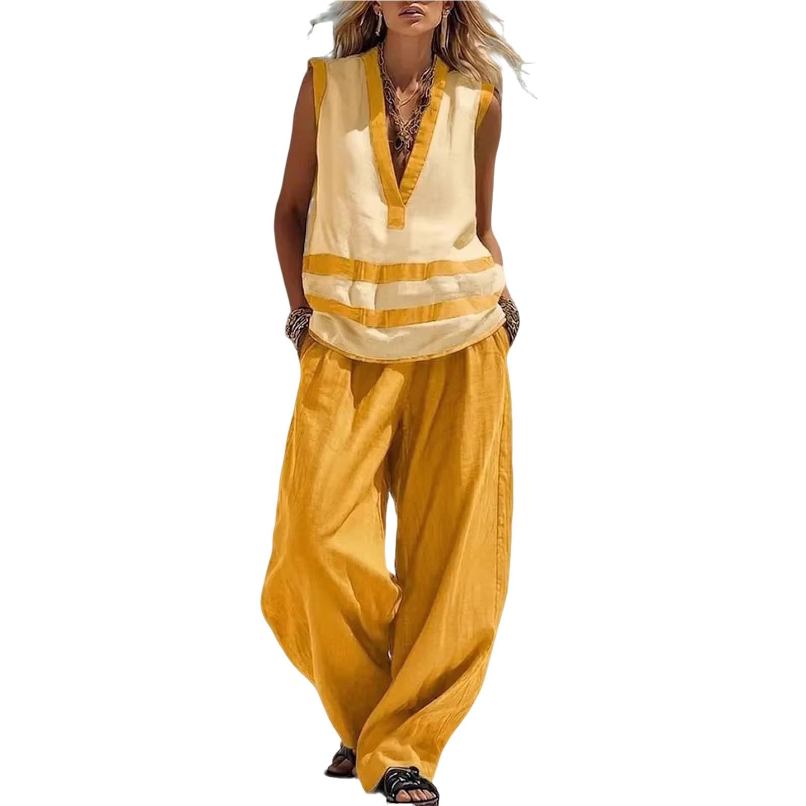 Conjunto de lino para mujer ideal para tardes de verano con amigas 6