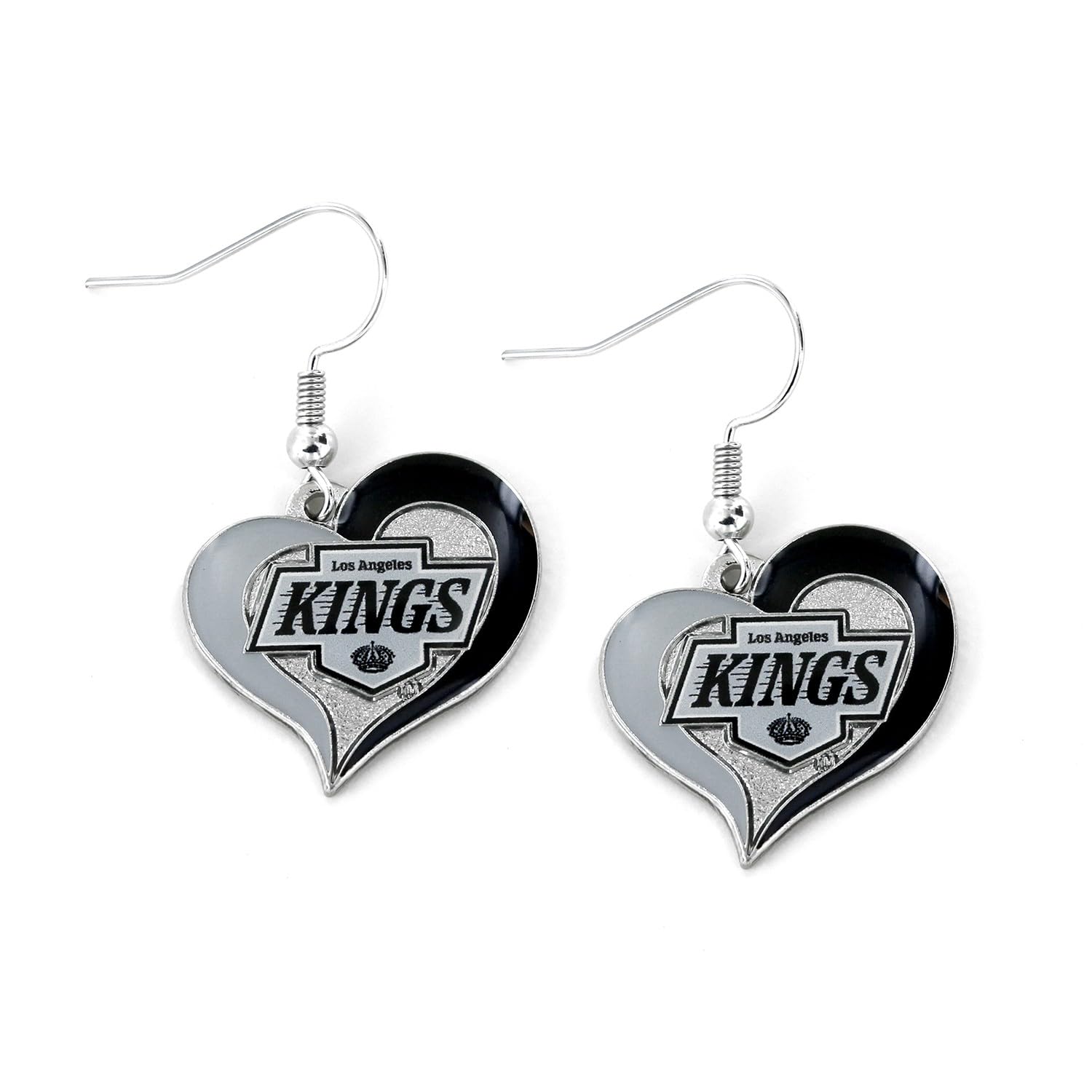 Aminco NHL Los Angeles Kings Swirl Heart Earrings