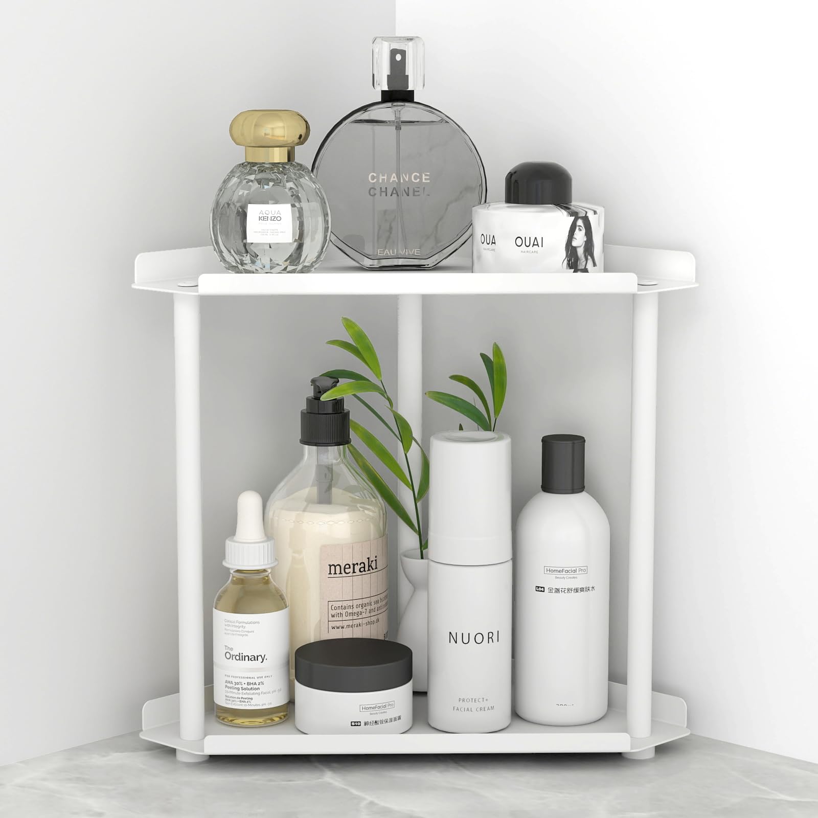 FLE Corner Bathroom Counter Organizer, Bathroom Organizer Countertop,Countertop Storage Shelf for Bath, Kitchen, Living Room, Bedroom