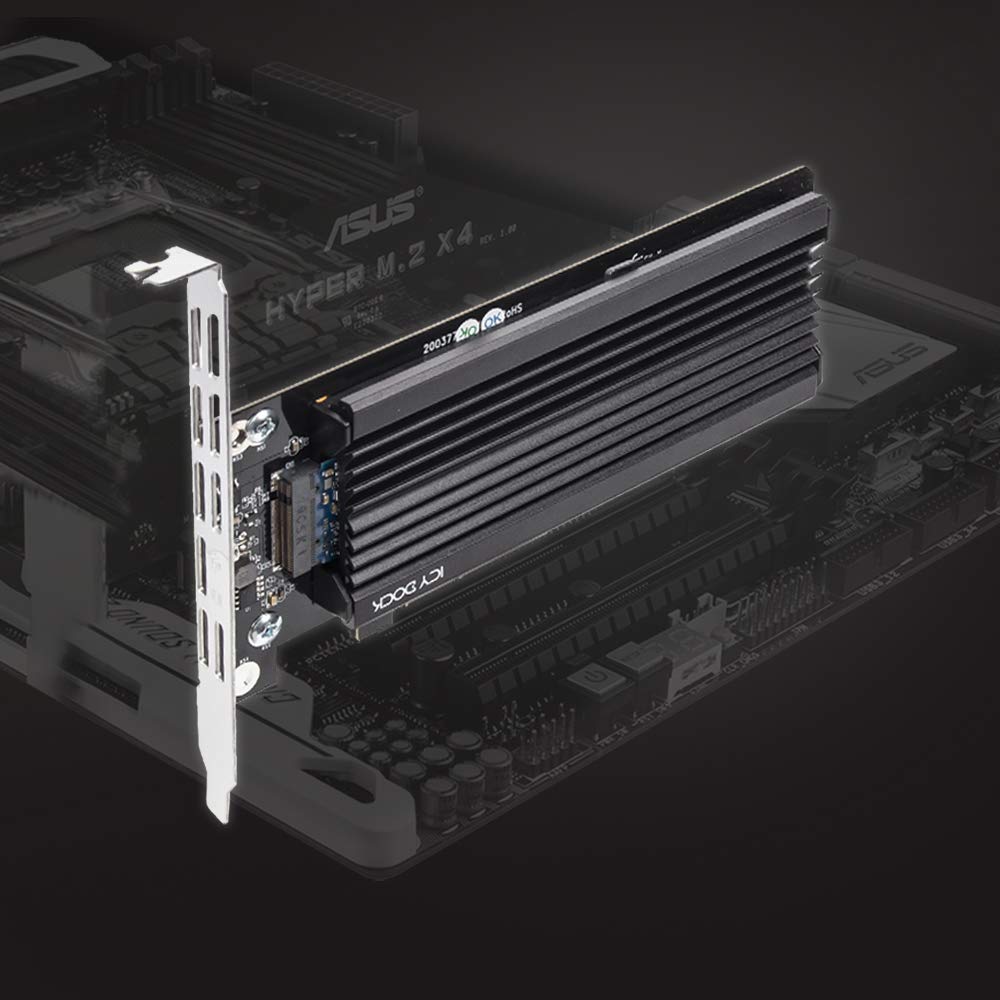 EZConvert EX Pro MB987M2P-1B PCIe 4.0 x4/x8/x16 Adapter/Expansion Card for M-Key M.2 NVMe PCIe SSD up to 110 mm Length (2230, 2242, 2280, 22110) with Slot Bracket and Improved Aluminium Heatsink