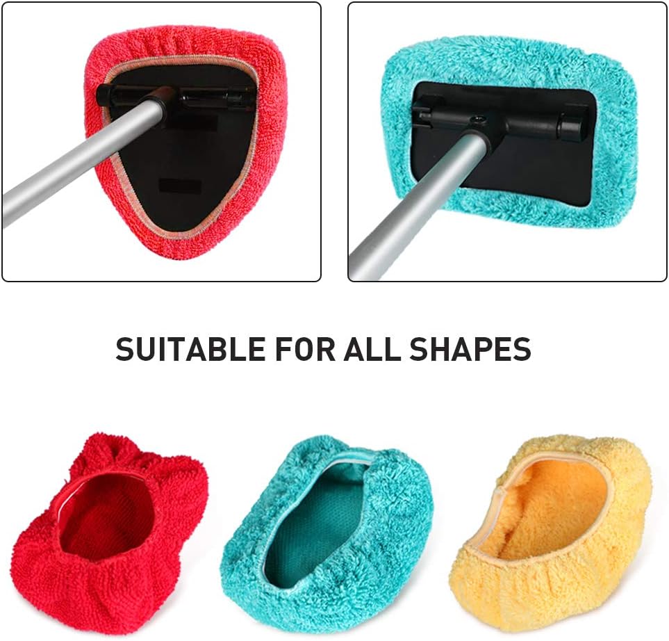 PROXRACER Microfiber Clothe Car Care Replaced Microfiber Clothes for Windshield Cleaning Brush Pads Cover -7.5inch, 9 Pack (Triangle/Square/Round)