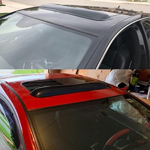 Miniatura 3 de Kucaruce Deflector de viento de techo solar de 34 pulgadas, ajuste universal, 1 visera de ventana para techo corredizo con cinta adhesiva para techo