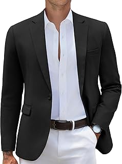 Mens Casual Blazer Slim Fit Sport Coats One Button Stylish Business Suit Jacket - Buy now