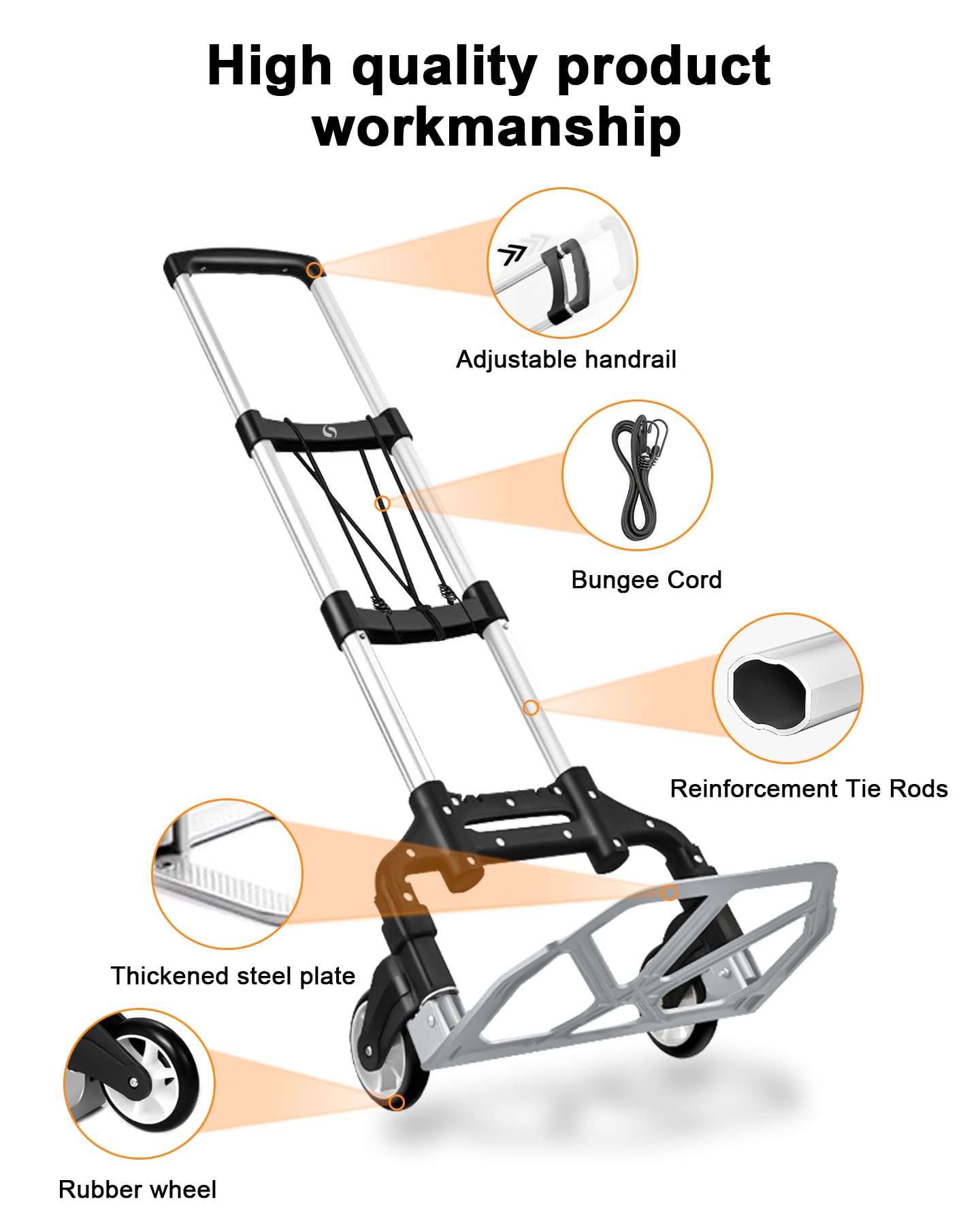 Carretilla Plegable, Carrito con Ruedas Plegable, carretillas Ligeras para mudanzas, Viajes, Compras, el Aeropuerto y la Oficina | Carrito móvil de aluminio ligero, carrito plegable portátil para carrito utilitario, viajes, compras, aeropuerto y oficina