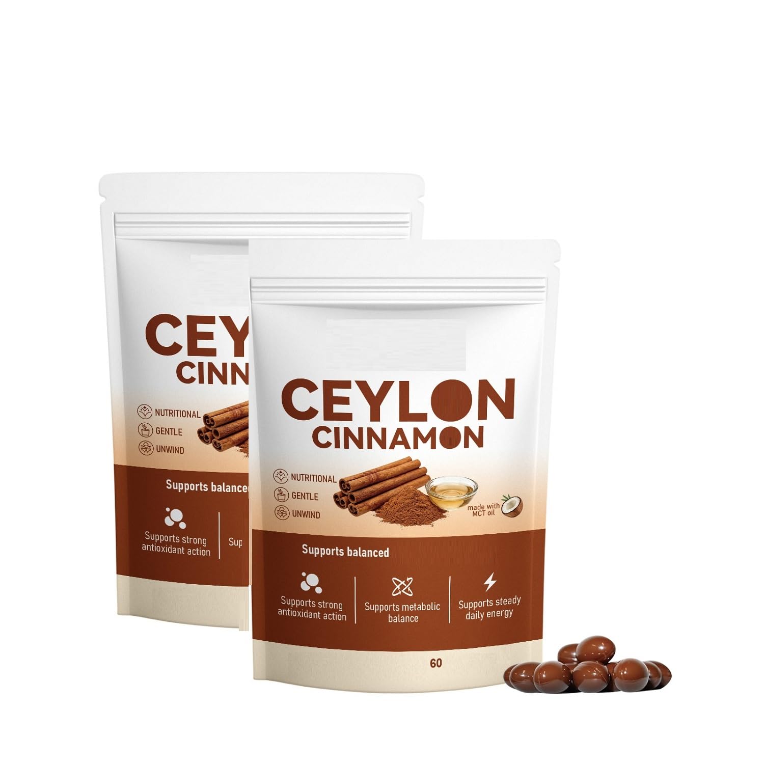 Cannelle de Ceylan avec huile Mct | Soutien digestif | Pour homme et femme,2pcs