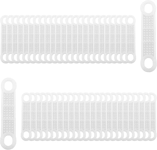 DGZZI - 50 tiras de goma antideslizante transparente con dos agujeros para colgar ropa de madera y plástico, 50 unidades de 4.1 x 0.8 in