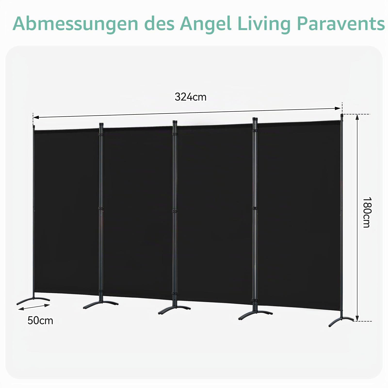 Angel Living Paravent Sichtschutz Balkonbespannung Balkonsichtschutz Paravent Raumteiler Trennwand (Schwarz, 324x180cm)