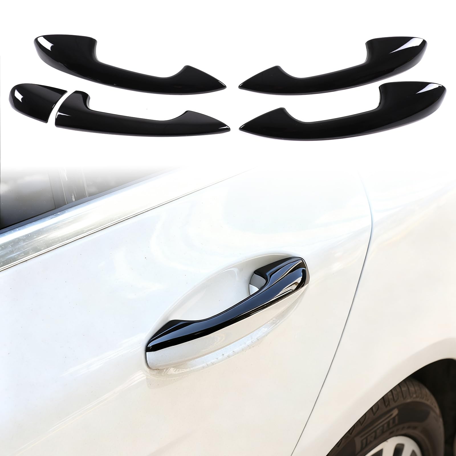 Kit de garniture de poignée extérieure de voiture noir piano finition miroir RHD