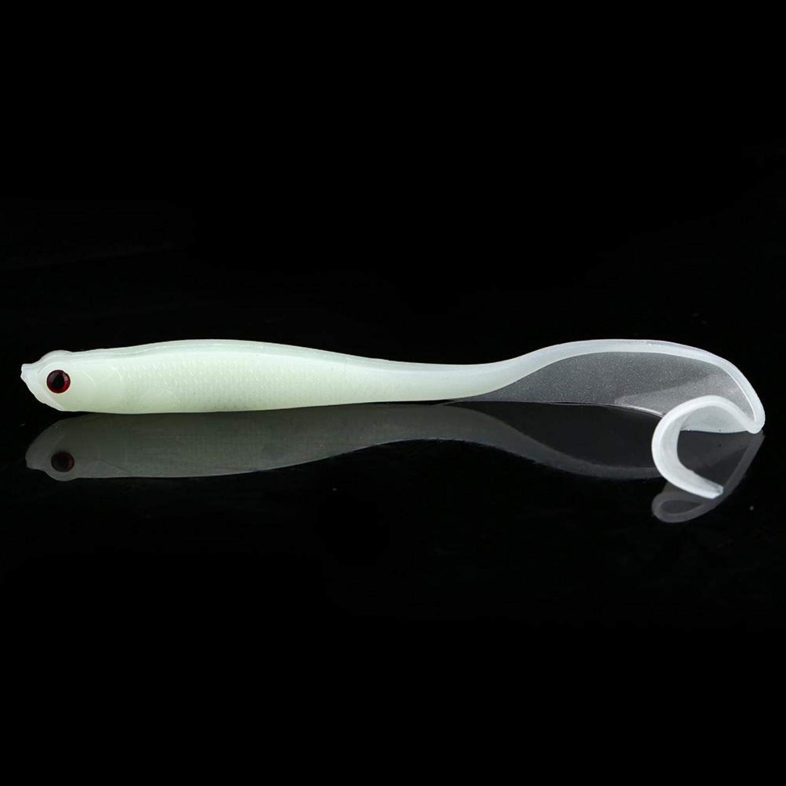5 uds, señuelos de Pesca, Cebo de Pesca Suave Artificial, Cola en T, cebos Suaves Luminosos, señuelo de Gusano para camarones, Aparejos de Pesca para curricán(Luminoso) Fishinghook