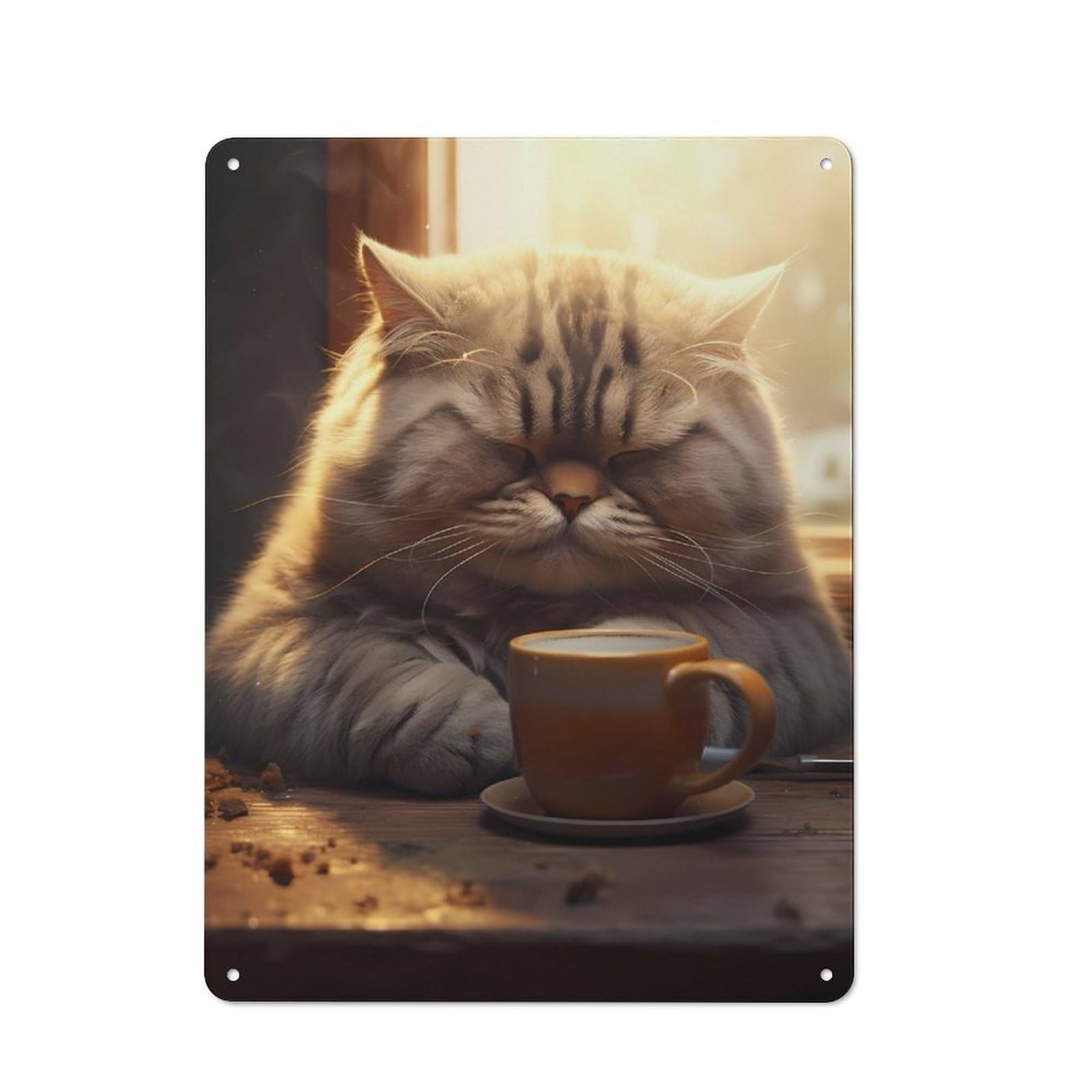 Junmoney Fat Cat Coffee Animal Pet For Garden Room Or Summerhouse, Retro Tin Sign 40X30cm, Suited To Wall Displays In Garden Rooms And Summerhouses
