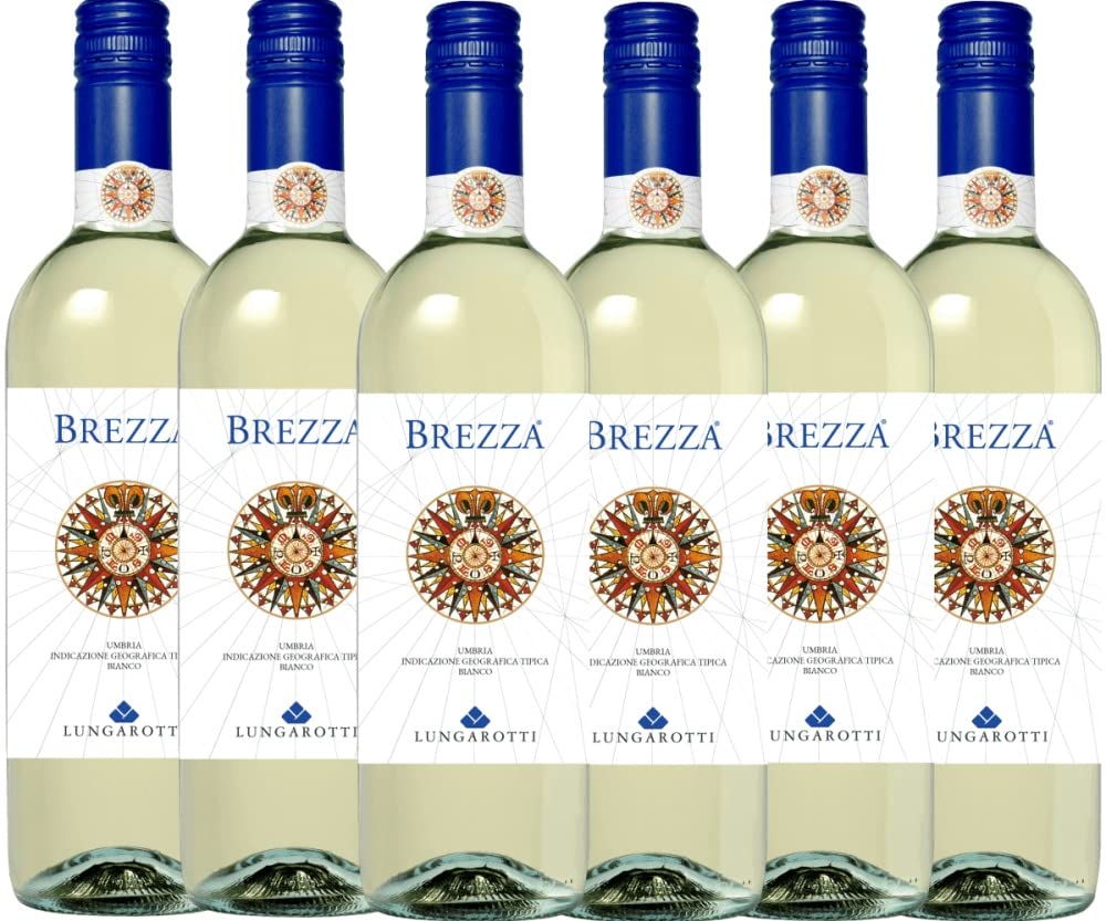Brezza Bianco Umbria Lungarotti Weißwein 6 x 0,75l VINELLO - 6 x Weinpaket inkl. kostenlosem VINELLO.weinausgießer