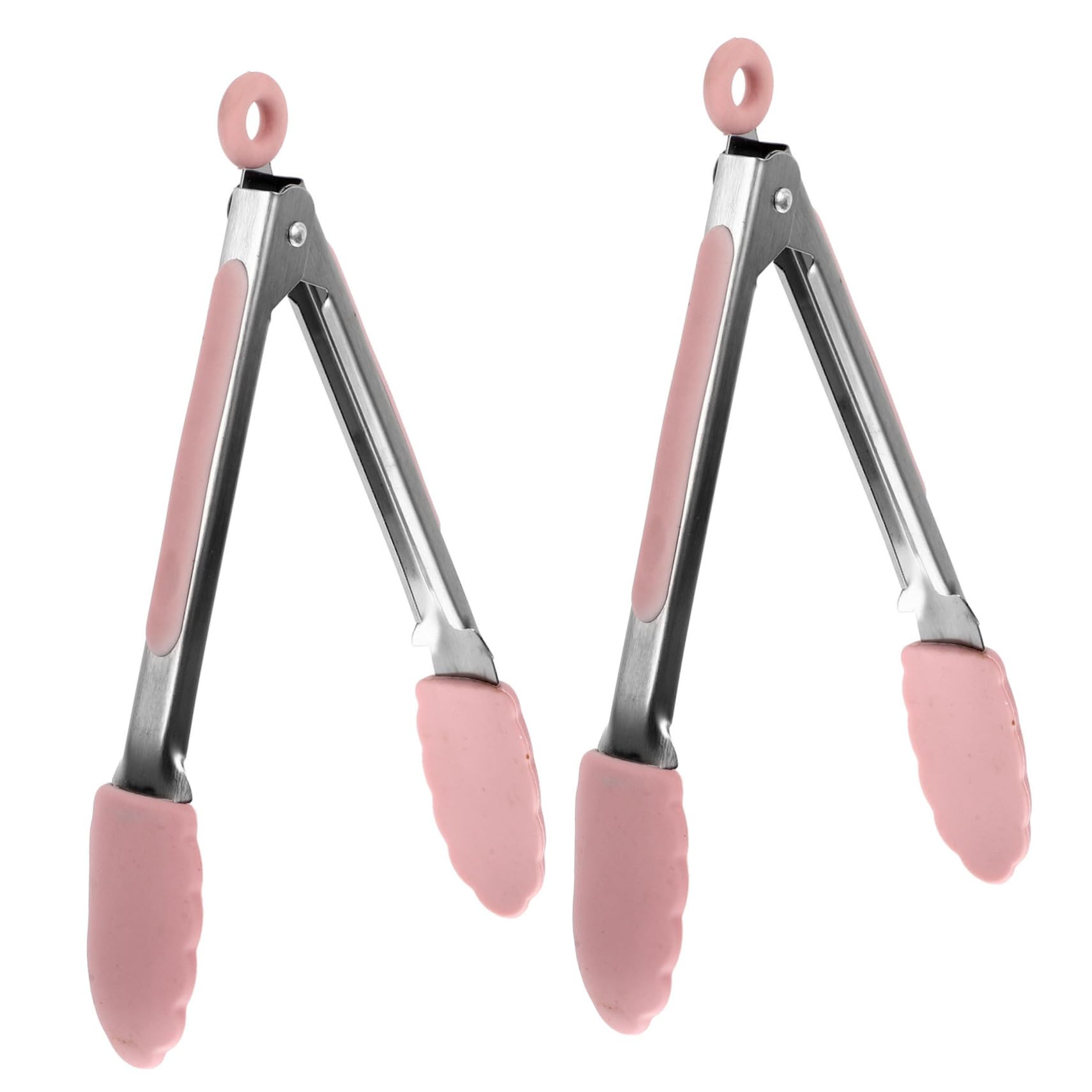 OUNONA 2pcs Stainless Steel Heat Resistant Bread Clip Tongs Versatile Food Clamp for Home Restaurant Hotel Use for Barbecue Desserts and More Random Color